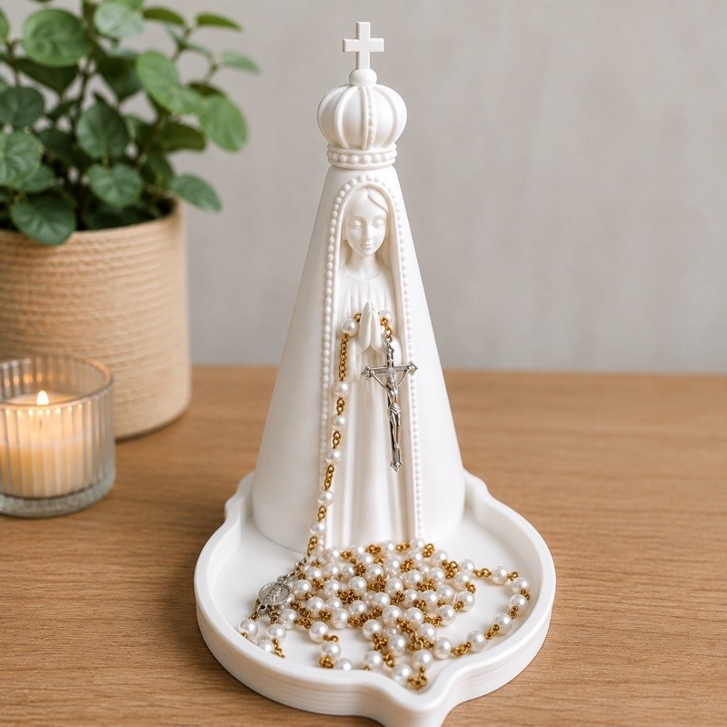 Porta Terço Nossa Senhora Aparecida 3D Organizador de Terço Religioso Católico Decoração Presente