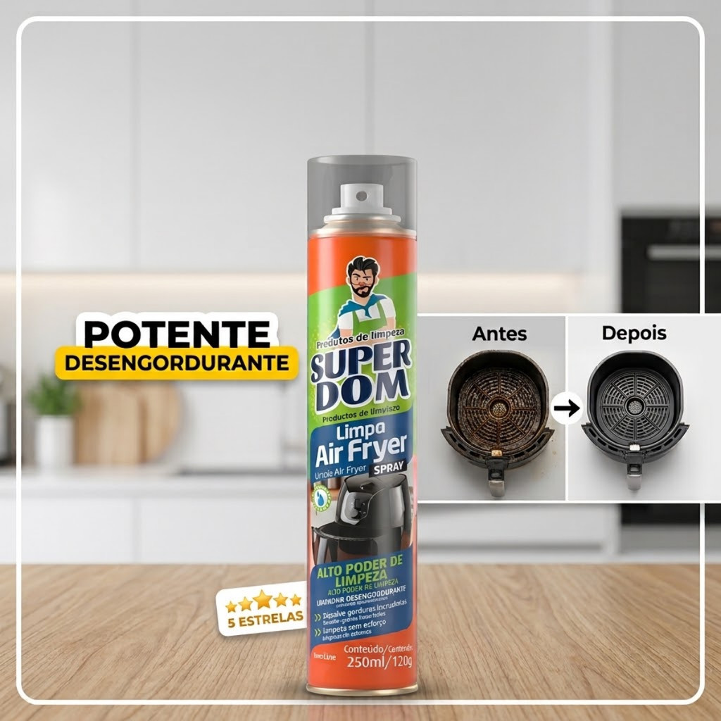 Limpador Spray Baston Super Dom Desengordurante Air Fryer Alto Poder de Limpeza, Fácil Aplicação, Versátil