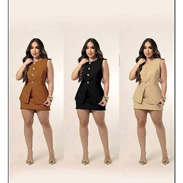 Conjunto Feminino Alfaiataria Saia+Colete confortavel e elegante
