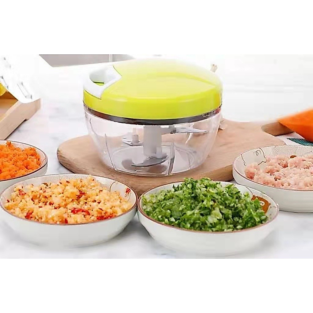 mini triturador processador de alimentos manual para cozinha com 3 lâmina