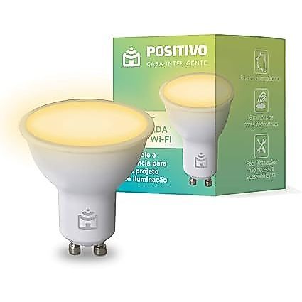 Smart Lâmpada Spot Wi-Fi Positivo Casa Inteligente, Dicroica, GU10, 350lm, LED 4,5W, Bivolt - Compatível com Alexa, Bran