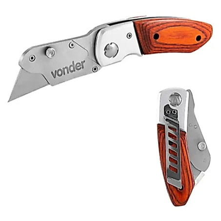 Estilete Trapezoidal Dobrável 150 mm com Cabo de Madeira Vonder