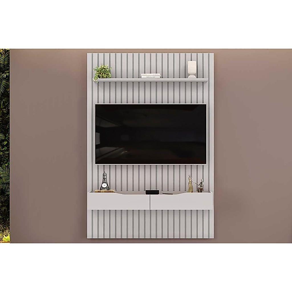 Rack Bancada c/ Painel p/ TV até 55 Pol Pratic Ripado 2 Gavetas 143x240cm Bali - DJ Móveis