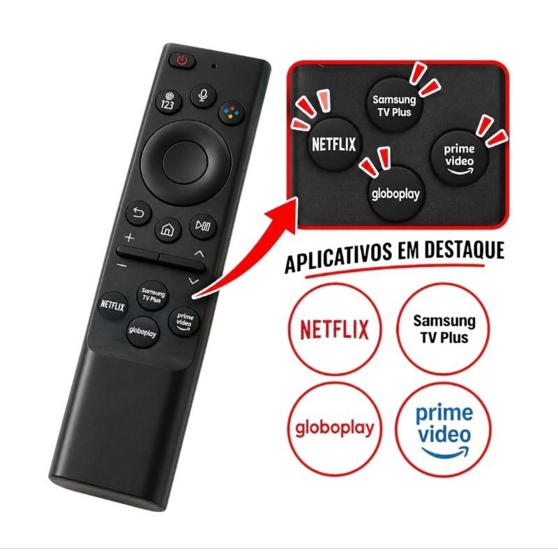 Controle Remoto Compativel Tv Samsung 4k 50 Polegadas Acesso Rápido aplicativos LE-7352