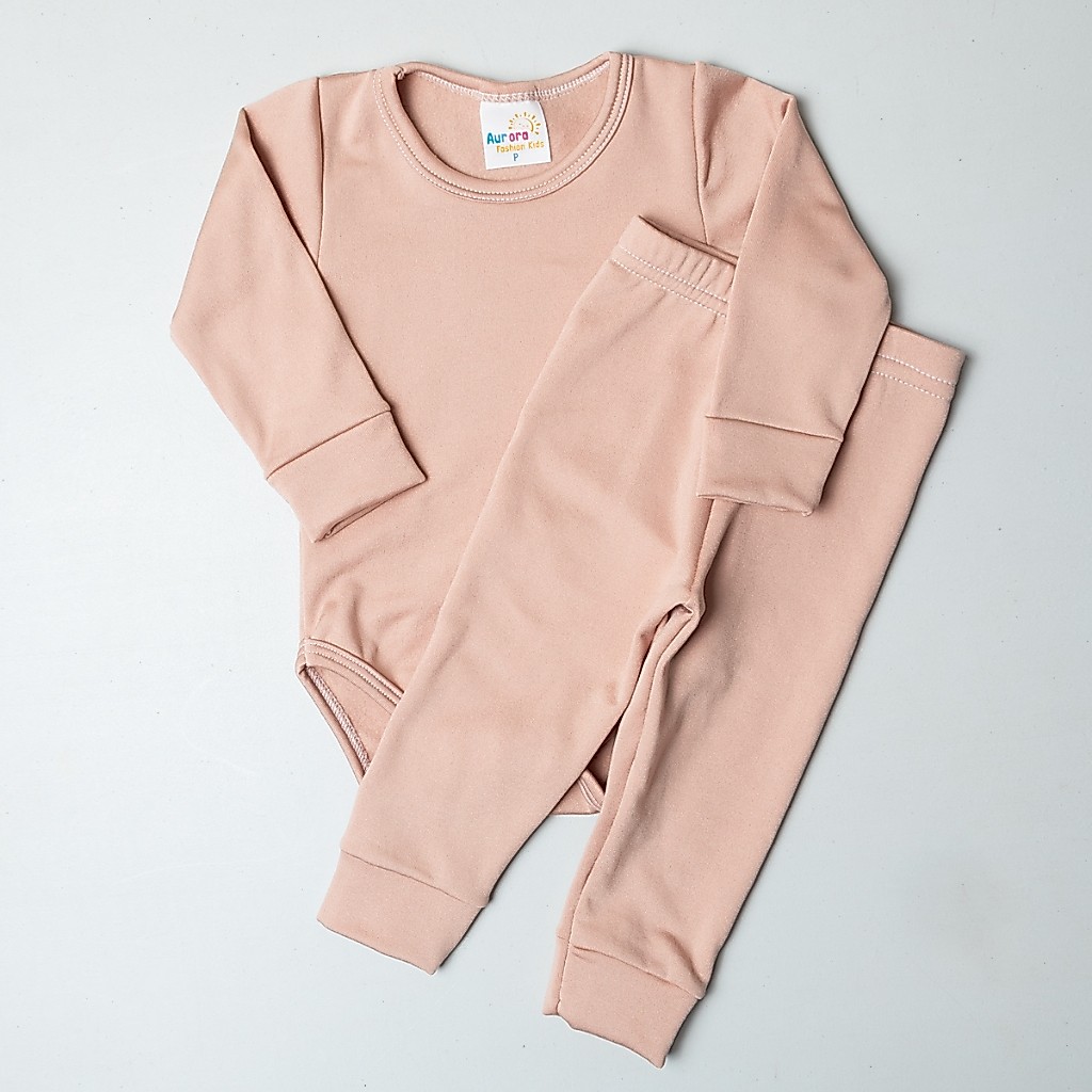 Conjunto Body e Calça Térmico Peluciado Quentinho Bebê Infantil Inverno Unissex