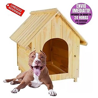Casinha de Madeira N6 Para Cachorro Cães Porte Grande Pinus Pittbull Rottwailler Pastor Alemão Dog House Casa Pet