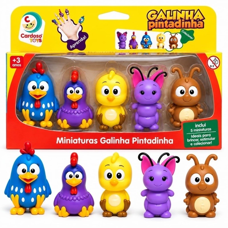 Kit Dedoches Galinha Pintadinha Oficial 5 Peças Cardoso Toys