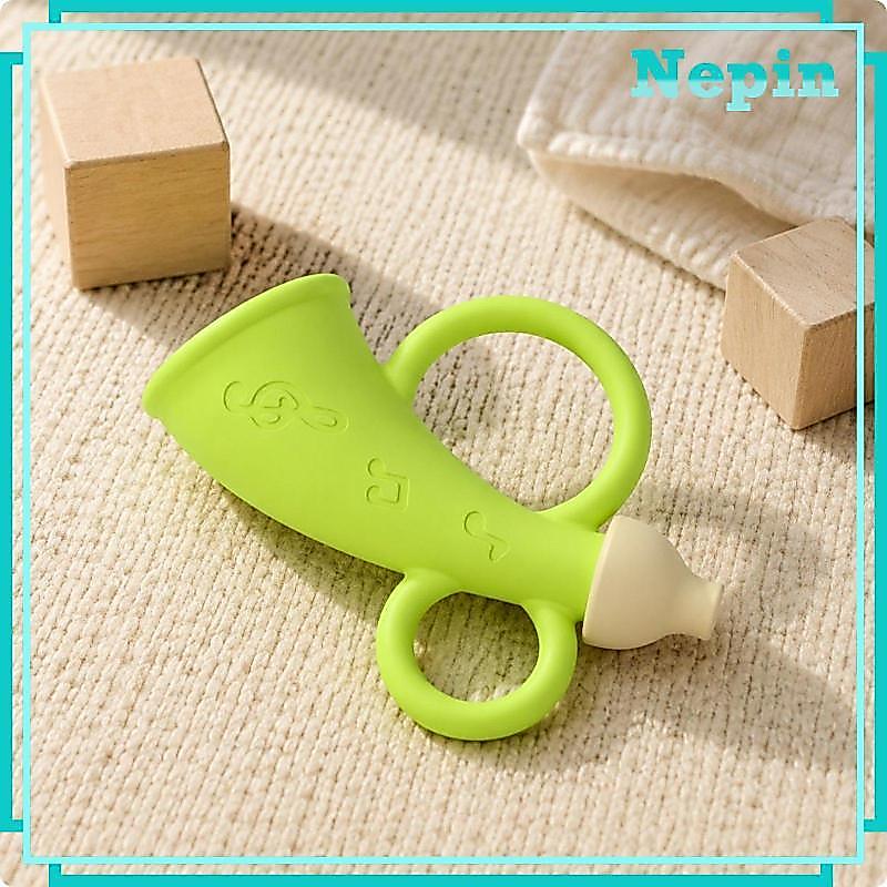 [Nepin] Infantil Silicone Chifre Bebê Mordedor Brinquedo Som Apito Chocalho Sensorial Para Brincar De Educação