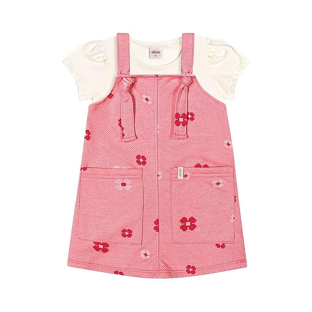 Conjunto Infantil Menina Floral Bolsos Elian Bege