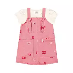 Conjunto Infantil Menina Floral Bolsos Elian Bege