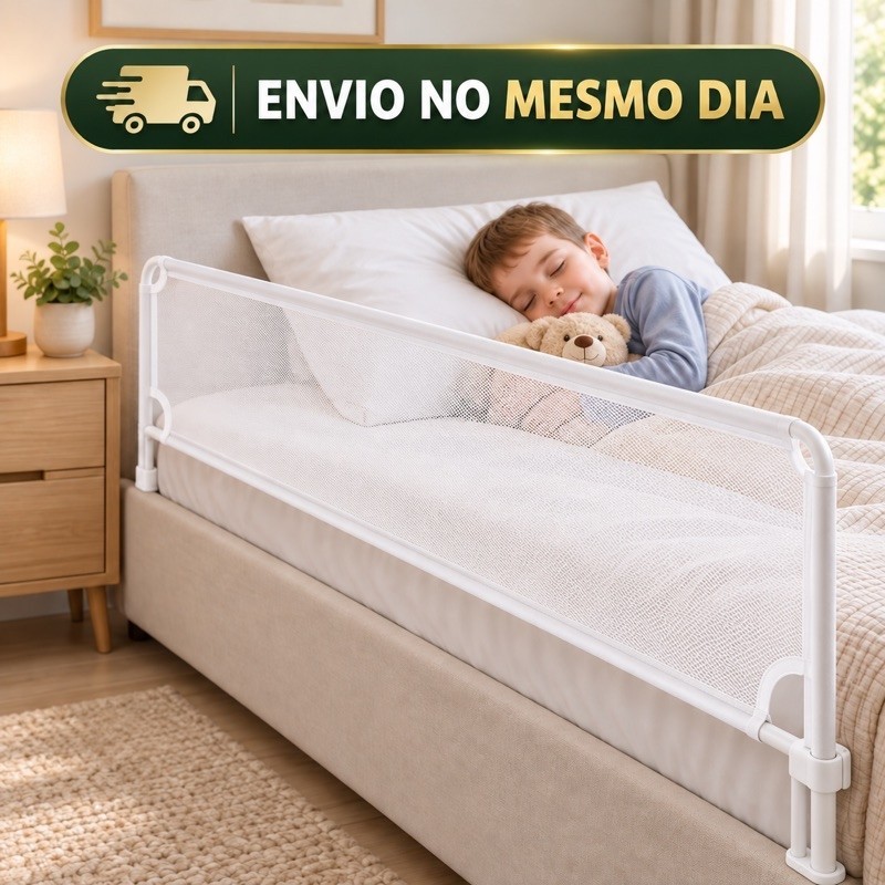 Grade de Cama de Proteção Branca Lisa | Tamanhos Pequena, Média, Grande e GG | Segurança antiqueda para Bebês, Crianças