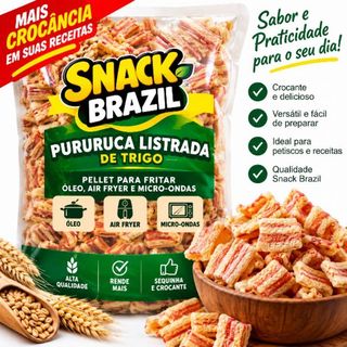 Pururuca Listrada de Trigo Snack Brazil | Pellet para Fritar | Óleo, Air Fryer e Micro-on…