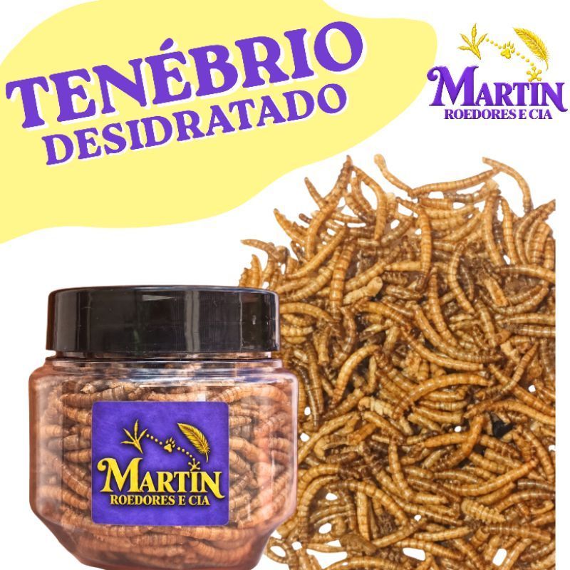 Tenébrio desidratado, petisco para aves, roedores, hamster, gerbil