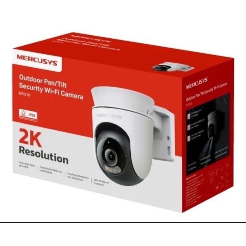Câmera de Segurança Mercusys MC510 Wi-Fi Externa 2K 3MP, Rotação 360°,Visão Noturna Colorida, Detecção de Pessoas, IP65,