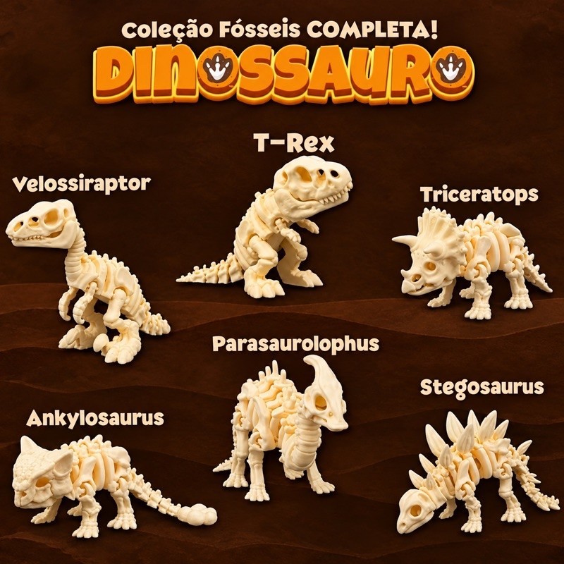 Dinossauro articulado flexível - brinquedo colecionável - 3d