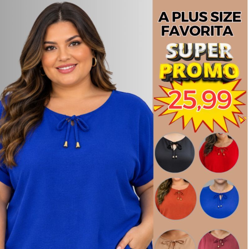 Promoção Relâmpago Plus Size EXG em Tecido Duna • Amarração Frontal • Veste G3 • Conforto e Estilo
