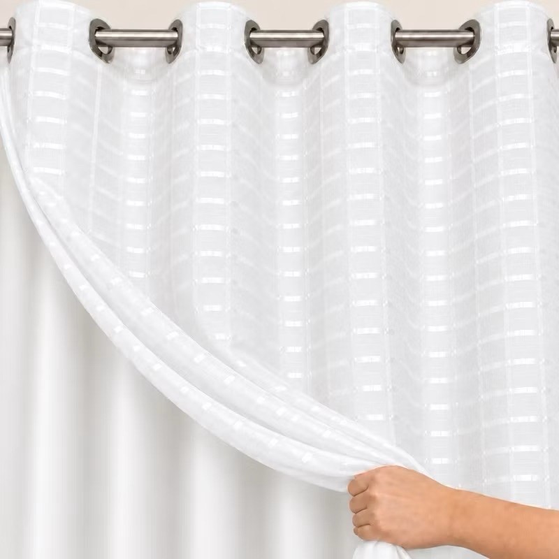Cortina Blackout Blecaute PVC Voil Xadrez 1,40x1,80 UMA PARTE Bloqueia Luz Solar 100% Sala Quarto Ilhós Cromado