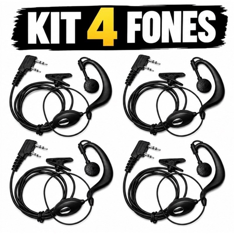 Kit 4 Fone Ouvido Para Radio Comunicador Ppt Baofeng Dual Band Walkie Talkie Uv-5r Bf-777s Uv-6
