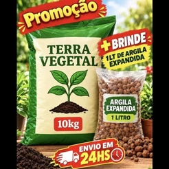 Terra Vegetal adubada de 10kg+Brinde 1Lt de Argila expandida, Limite máximo 30kg🚨🚨🚨