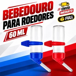 Bebedouro para Hamster 60ml Bico de Vidro Chinchila Gerbil Roedores Anti Vazamento