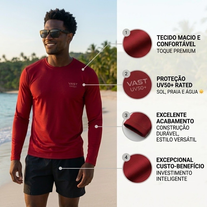 Camisa UV50+ Masculina Proteção Solar Praia Piscina Ciclismo Academia trabalho (Tamanhos P ao GG)