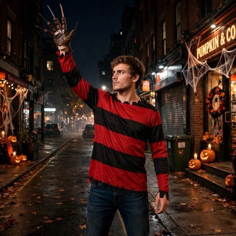 Camiseta Freddy Krueger Adulto | 100% Elanca Light, P, M e G | Festa Fantasia, Halloween, Pegadinha, Trolagem, Longa