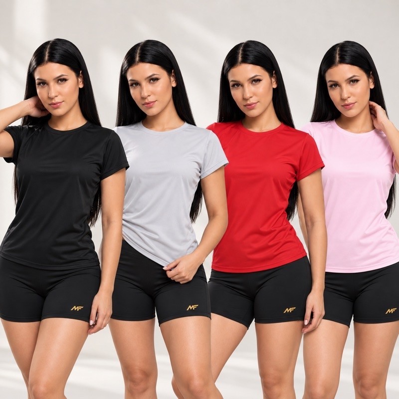 Kit 4 Camisetas Feminina Dry Fit Academia Treino Corrida Esportes Caminhada Poliéster