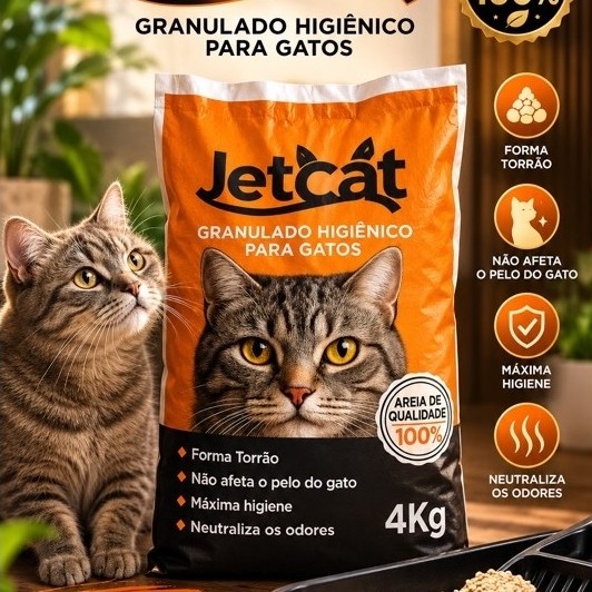 Granulado Higiênico JetCat para Gatos 4kg Controle de Odores — imagem 2 de 2