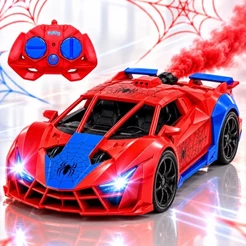 Carrinho Controle Remoto Drift Solta Fumaça Recarregável Farol Led Brinquedo Homem Aranha