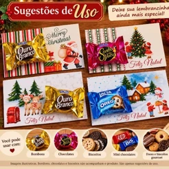 50 Cards Natalinos para Bombons e Chocolates | Lembrancinha de Natal Personalizada