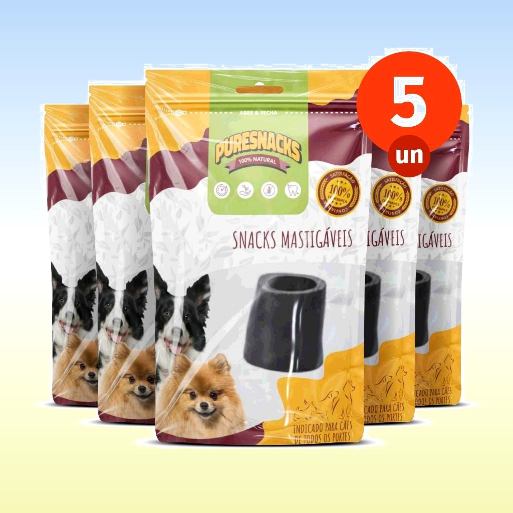 Kit Mordedor Petisco Chifre Bovino 100% Natural 5 Unidades para para Cães PureSnacks 80g