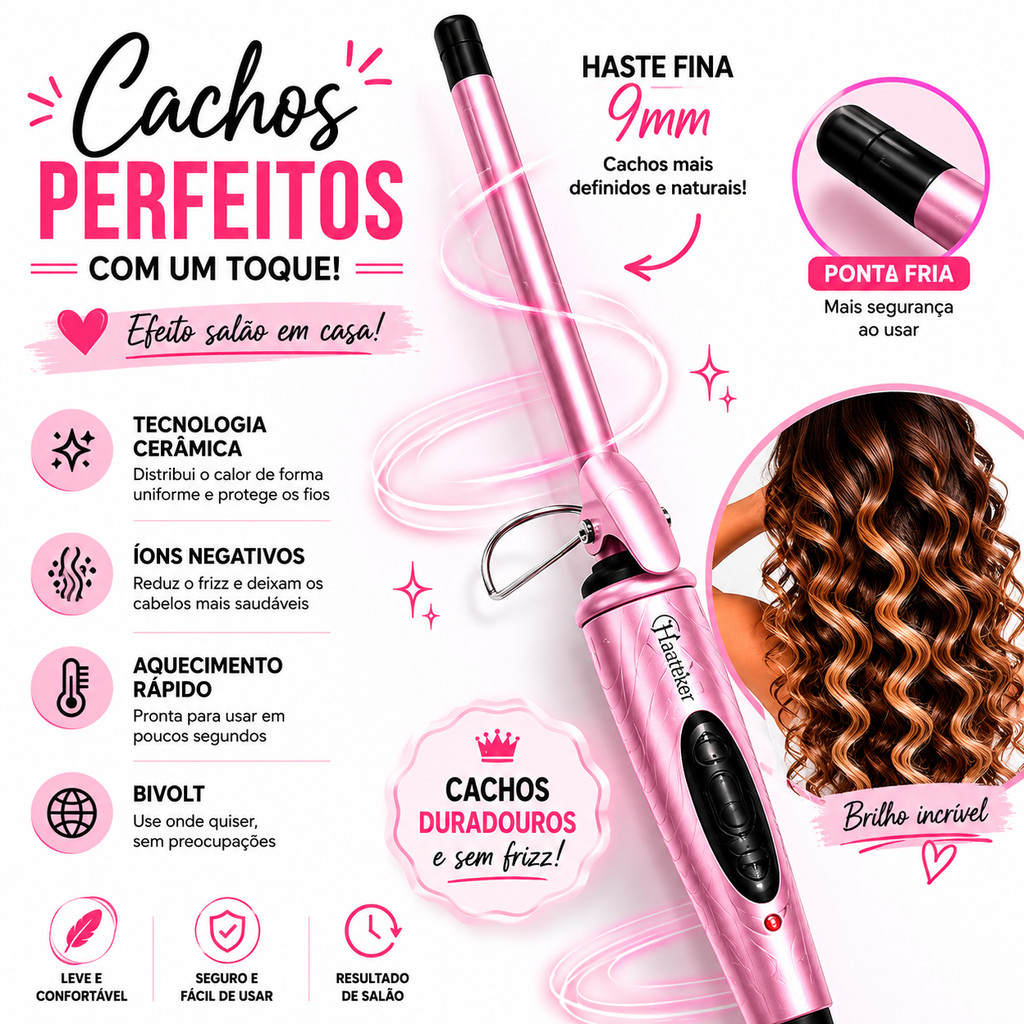 Babyliss Cachos Finos Profissional Bivolt Tecnologia Cerâmica