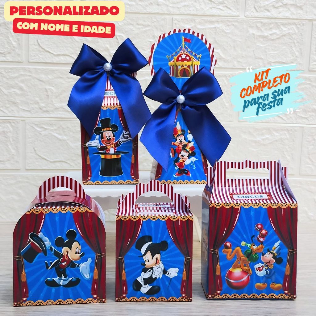 Kit Caixas CIRCO MICKEY/Caixinhas Personalizadas + Brinde/Lembrancinhas Festa Infantil/Aniversario