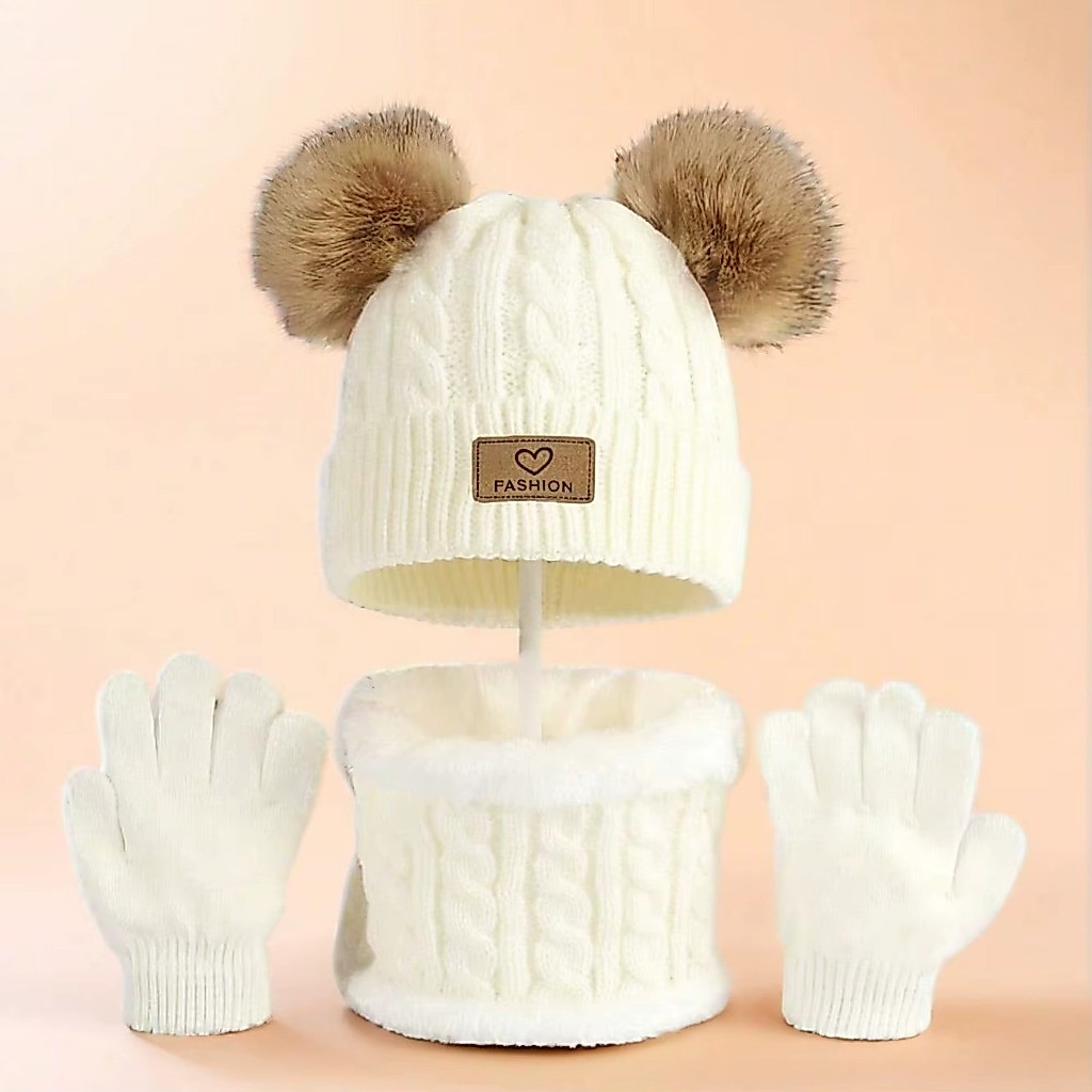 Touca Infantil De Frio Gorro Infantil Menino Menina Touca Inverno Forrada De Inverno Bebê Pompom Infantil De Malha