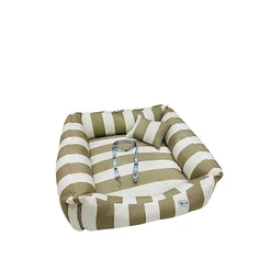 Cama Caminha Pet para Cães e Gatos com Zíper Bege Listrada