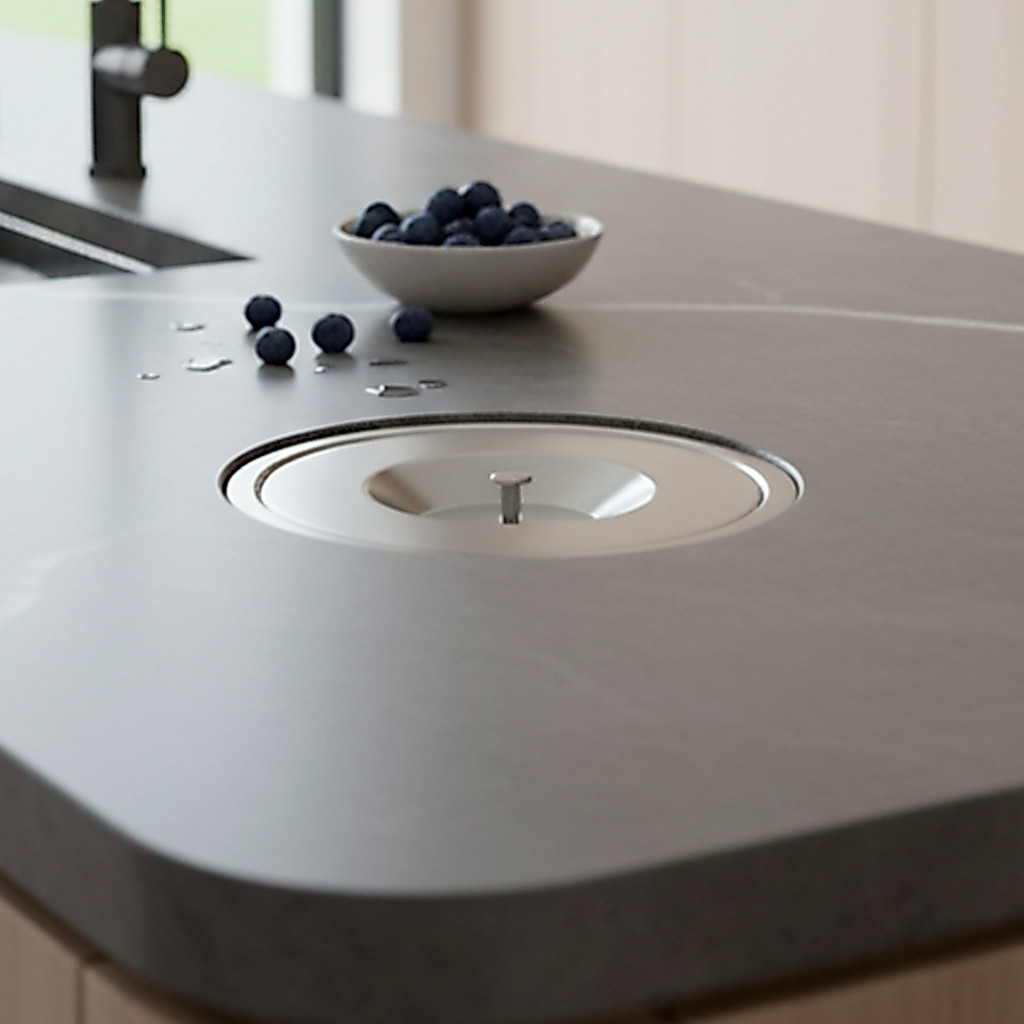 Lixeira de Embutir Pia Gourmet Tampa Aço Inox 304 8 Litros Bancada