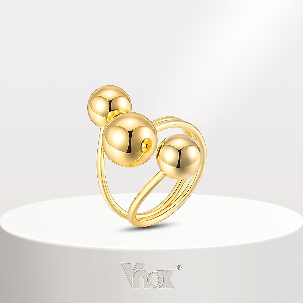 Anel De Órbita Interstellar Vnox Circle Ball Para Mulheres , Geometria De Ouro 18K Acessórios De Estilo Exagerado Jóias