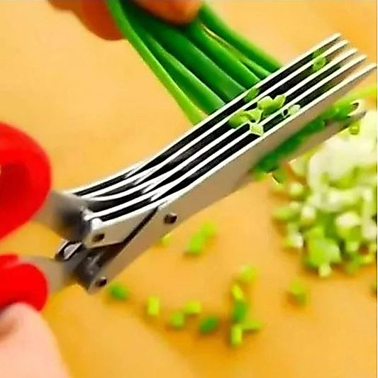 Tesoura cozinha cortar picar legumes ervas 5 laminas
