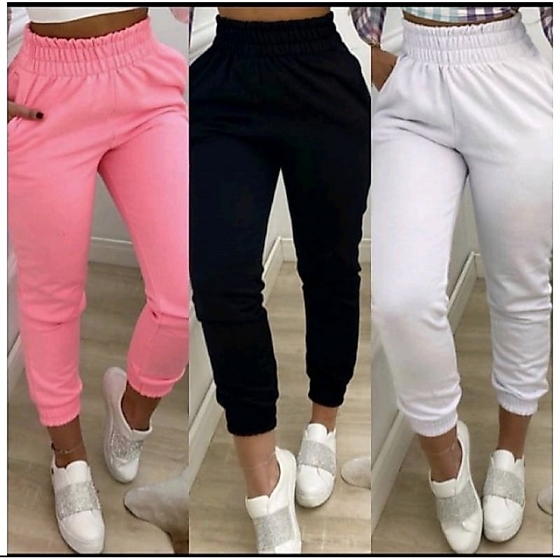 CALÇA JOGGER FEMININA MOLITOM GROSSO CINTUTRA ALTA/INVERNO\ FANELADO