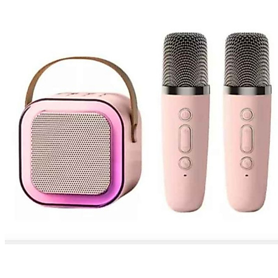 Caixa de Som K12 com LED 2 Microfone portátil Karaoke com Bluetooth