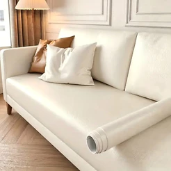 Adesivo Reparo Couro Branco 50cm x 150cm Autoadesivo para Sofá Resistente