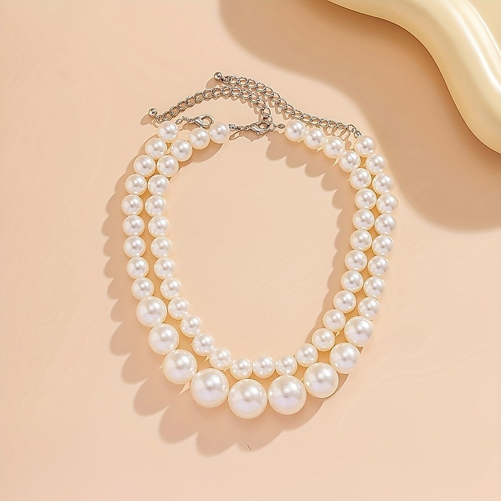 2pcs /set Colar de Pérolas Artificiais Estilo Barroco Exagerado Colar de Pérolas Artificiais Presente Único Jóias