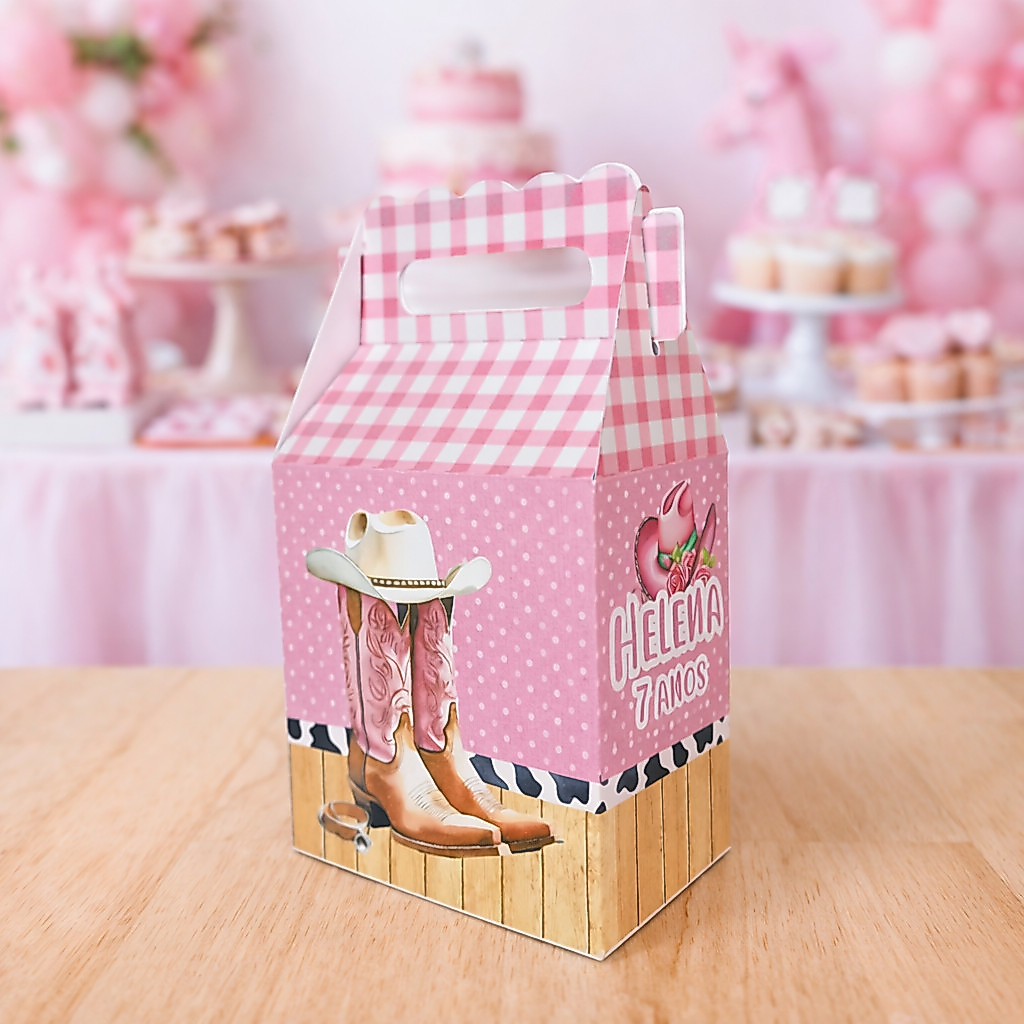 Caixa Maletinha Boiadeira Personalizados Pegue e Monte Lembrancinha Aniversário Kit Festa Infantil Decoração Ana Castela