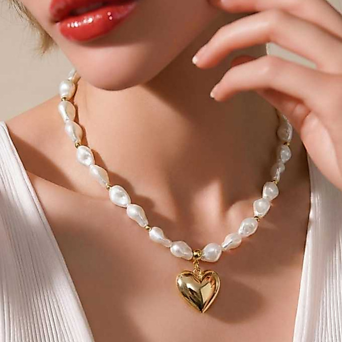 Colar de Perolas Feminino Elegante Acessórios com Vários Pingentes