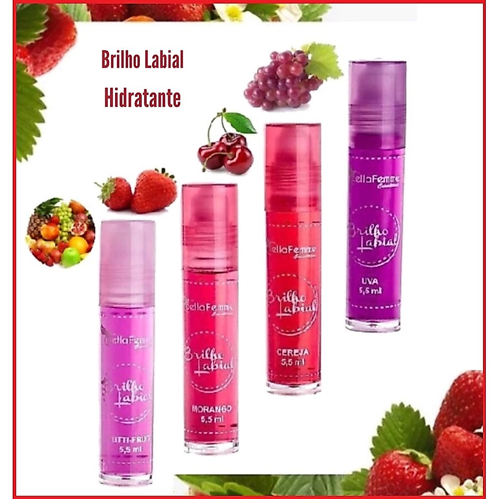 Gloss Brilho Labial Roll-On Frutas Bella Femme - Com Cheirinho Gostoso.