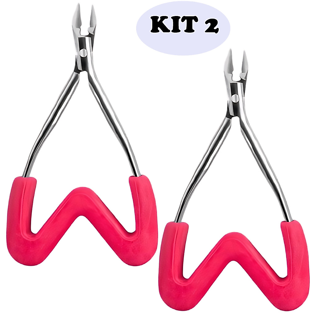 Kit 02 Alicate Profissional Cutícula Delicate 624 Manicure Inox Cirúrgico Ponta Fina 10cm