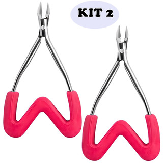 Kit 02 Alicate Profissional Cutícula Delicate 624 Manicure Inox Cirúrgico Ponta Fina 10cm