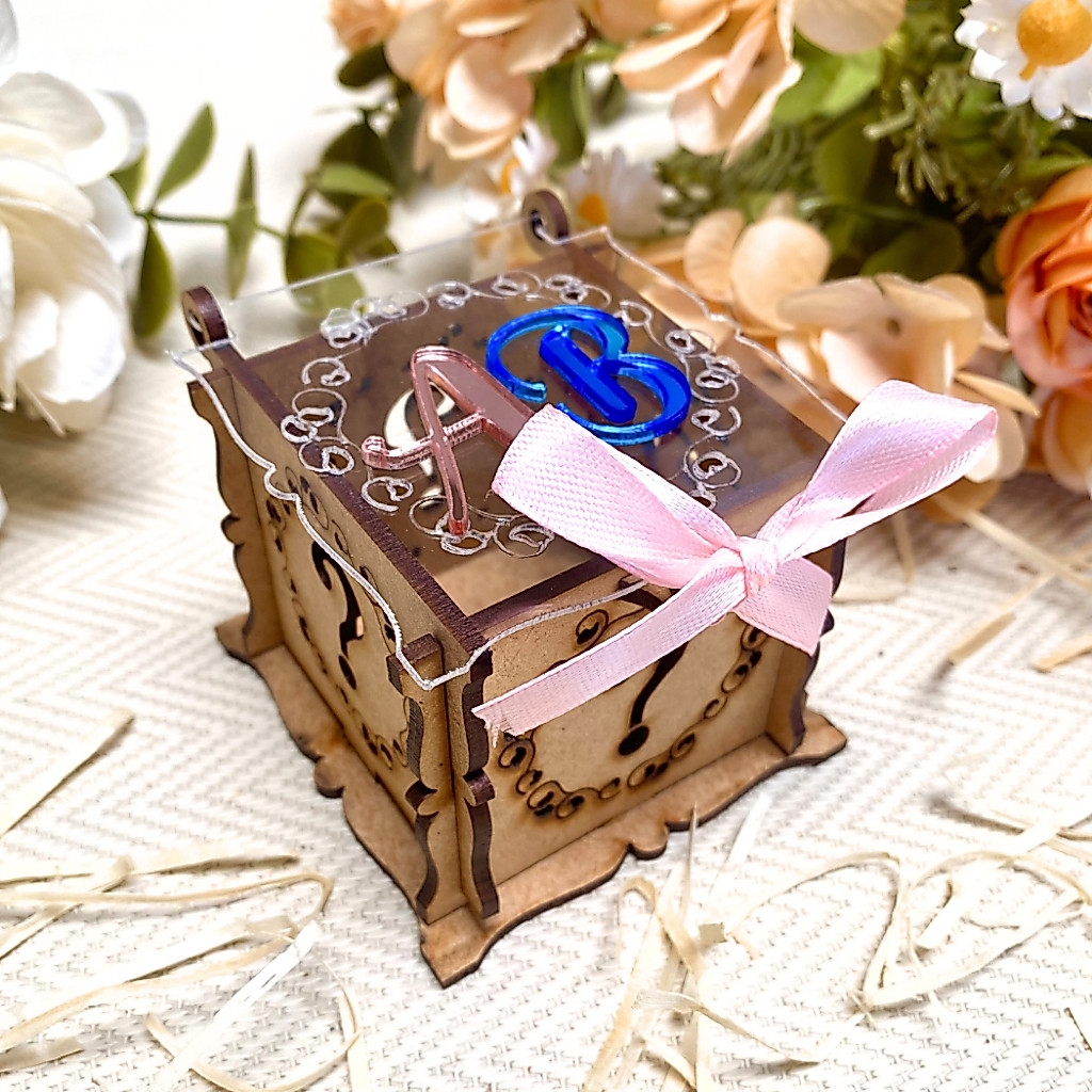 Kit 15 Lembrancinha Chá Revelação Caixinhas Personalizadas Caixa MDF Acrílico Pegue e Monte
