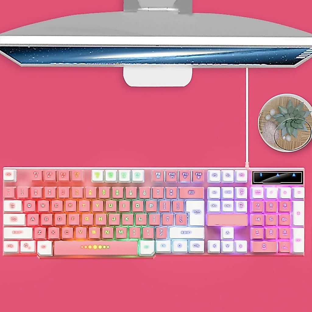 Teclado Gamer com LED RGB Teclas Iluminadas e Conexão USB com Fio Design Moderno Silencioso
