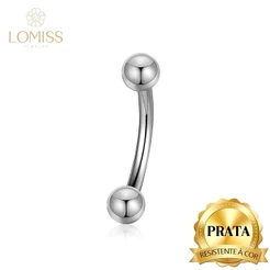 Piercing Minibarbell Curvo Prata 925 Rosca Interna Tragus Helix Rook Conch Labret